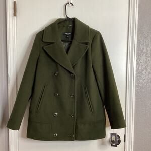 NWT Kenneth Cole Pea Coat-  Size Medium Womens -Wool-Blend - Olive green